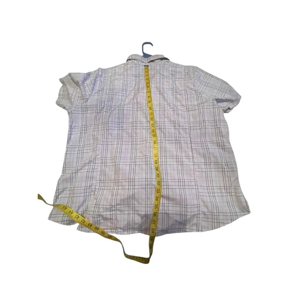 L.L. Bean Womens Purple Gray Plaid Vented Button Up Fishing Shirt Size 2X Plus